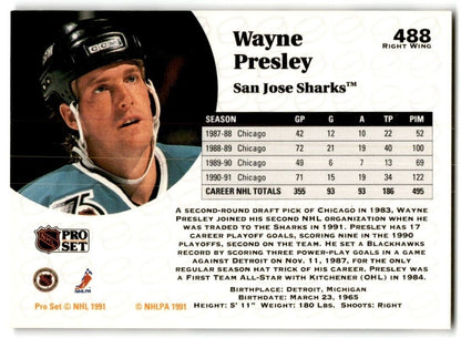 1991-92 Pro Set Wayne Presley San Jose Sharks #488