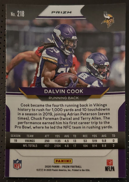 2020 Panini Prizm Orange Laser Dalvin Cook Minnesota Vikings #218 Parallel