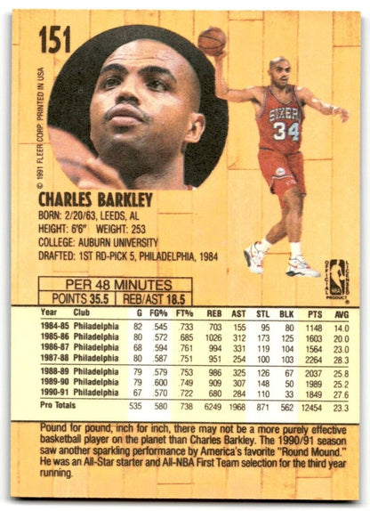 1991-92 Fleer Charles Barkley Philadelphia 76ers #151