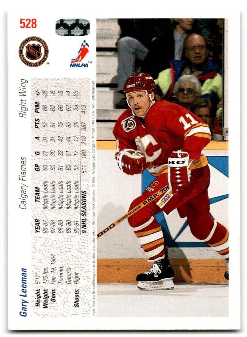 1991-92 Upper Deck Gary Leeman Calgary Flames #528