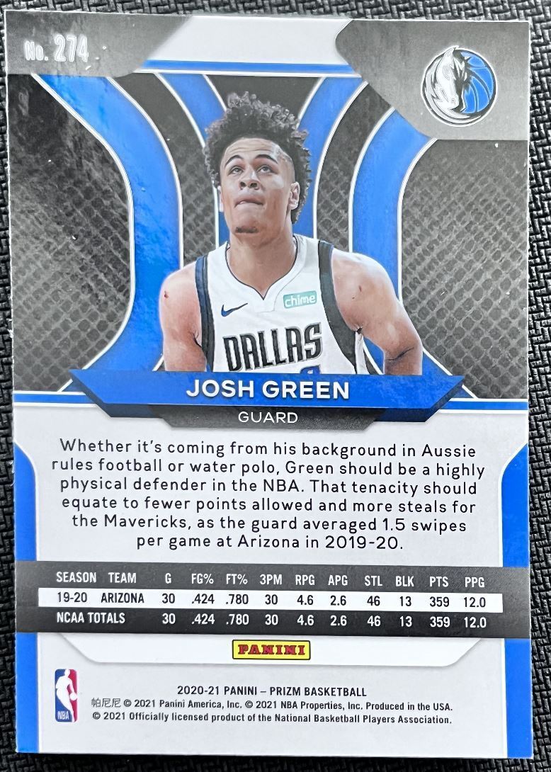 2020-21 Panini Prizm Josh Green Rookie Dallas Mavericks #274