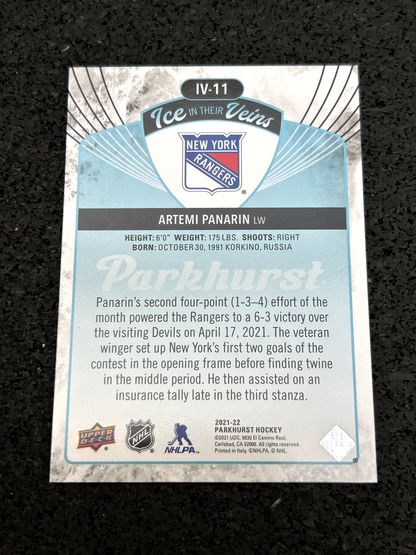 2021-22 Upper Deck Parkhurst Ice In Their Veins Artemi Panarin #IV-11