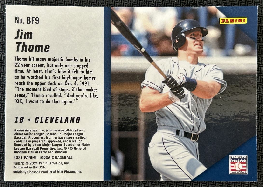 2021 Panini Mosaic Big Fly Jim Thome Cleveland Indians #BF9