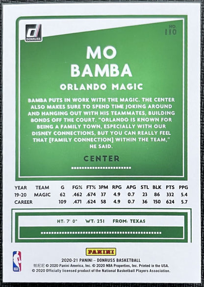 2020-21 Donruss Mo Bamba Orlando Magic #110