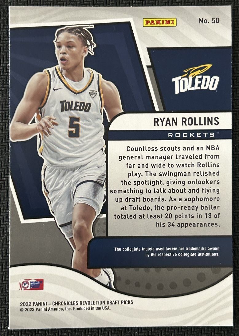 2022-23 Panini Revolution Draft Ryan Rollins Rookie Golden State Warriors #50