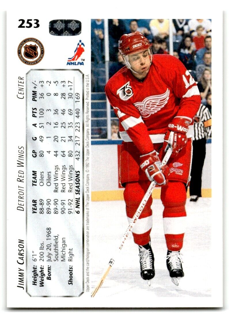 1992-93 Upper Deck Jimmy Carson Detroit Red Wings #253