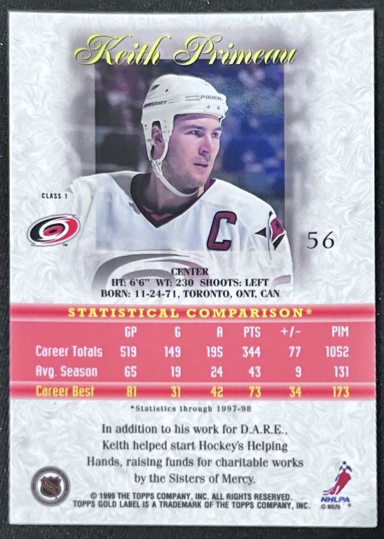 1998-99 Topps Gold Label Keith Primeau Carolina Hurricanes #56