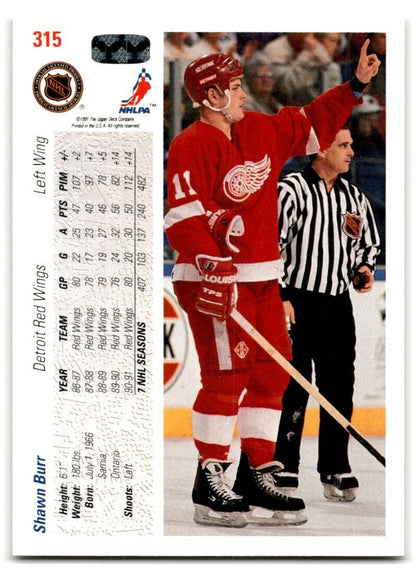 1991-92 Upper Deck Shawn Burr Detroit Red Wings #315