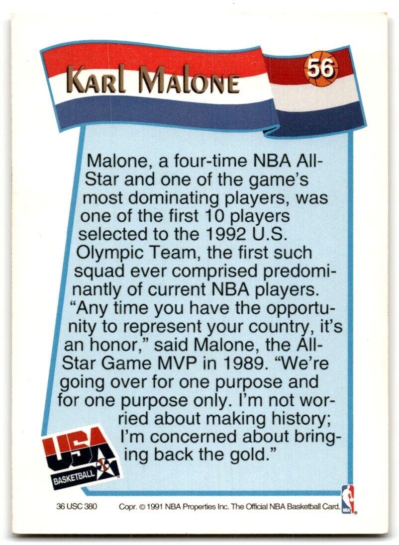 1991-92 Hoops McDonald's Karl Malone USA #56