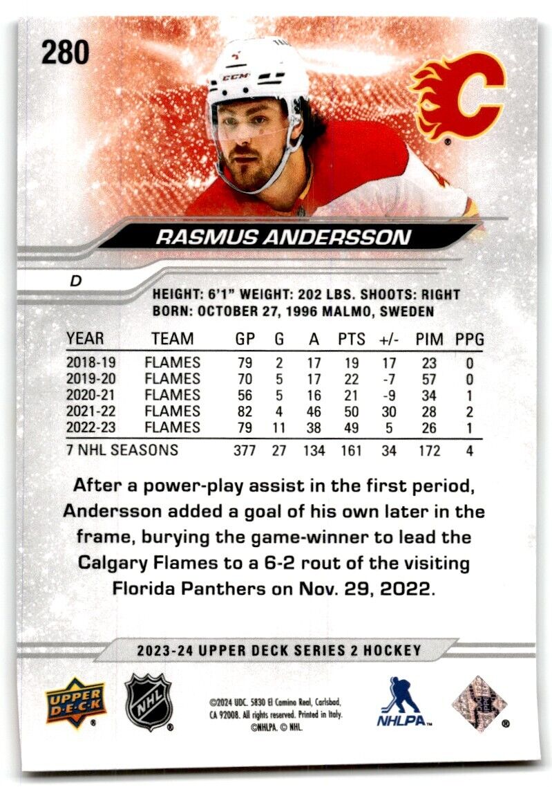 2023-24 Upper Deck Rasmus Andersson Calgary Flames #280