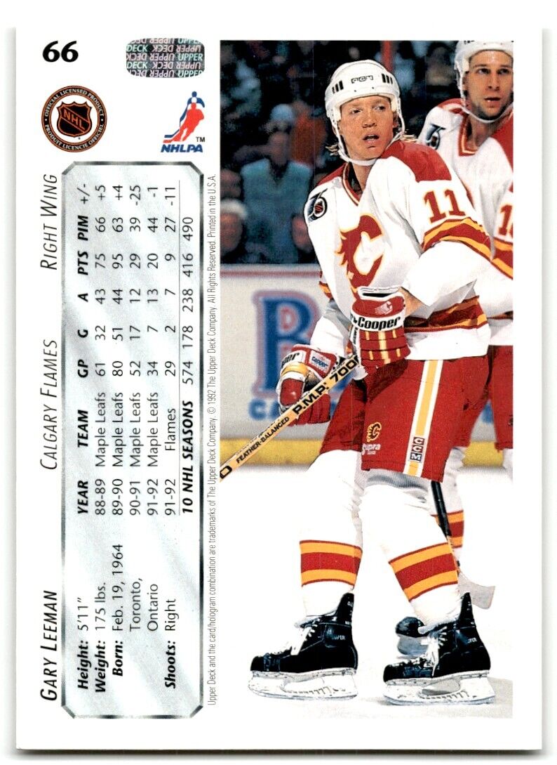 1992-93 Upper Deck Gary Leeman Calgary Flames #66