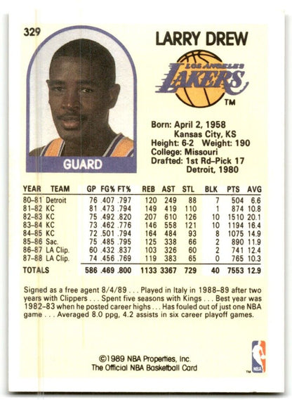 1989-90 Hoops Larry Drew Los Angeles Lakers #329