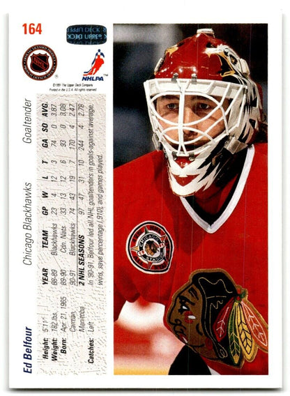 1991-92 Upper Deck Ed Belfour Chicago Blackhawks #164