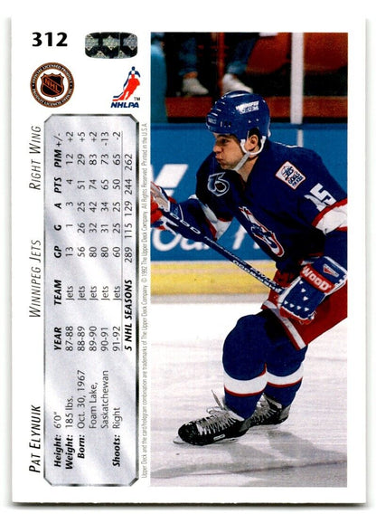 1992-93 Upper Deck Pat Elynuik Winnipeg Jets #312