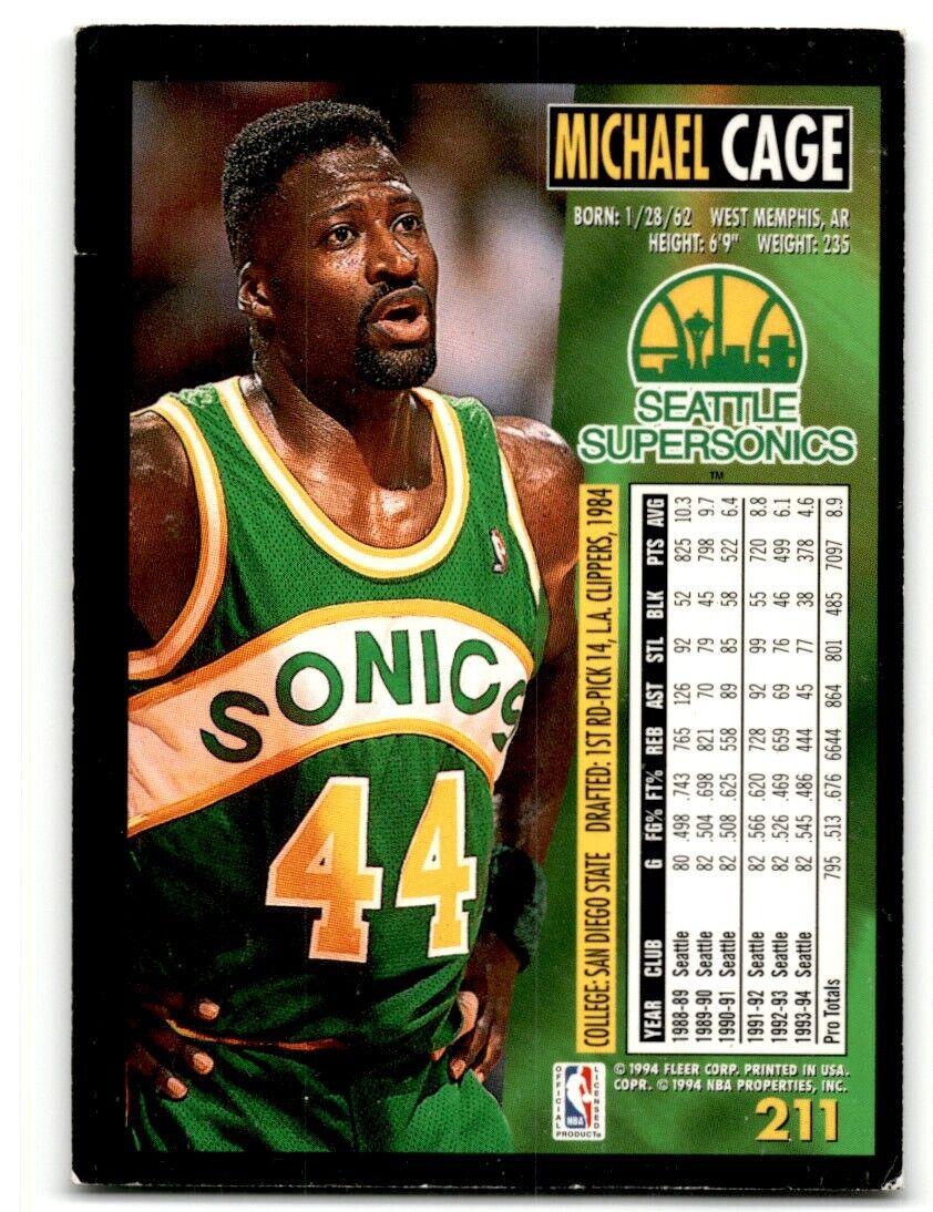 1994-95 Fleer Michael Cage Seattle SuperSonics #211