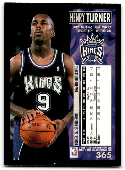 1994-95 Fleer Henry Turner Rookie Sacramento Kings #365