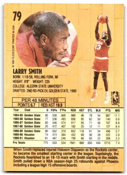 1991-92 Fleer Larry Smith Houston Rockets #79