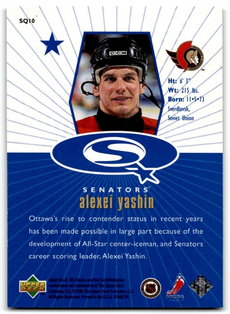 1998-99 UD Choice StarQuest Blue Alexei Yashin Ottawa Senators #SQ10