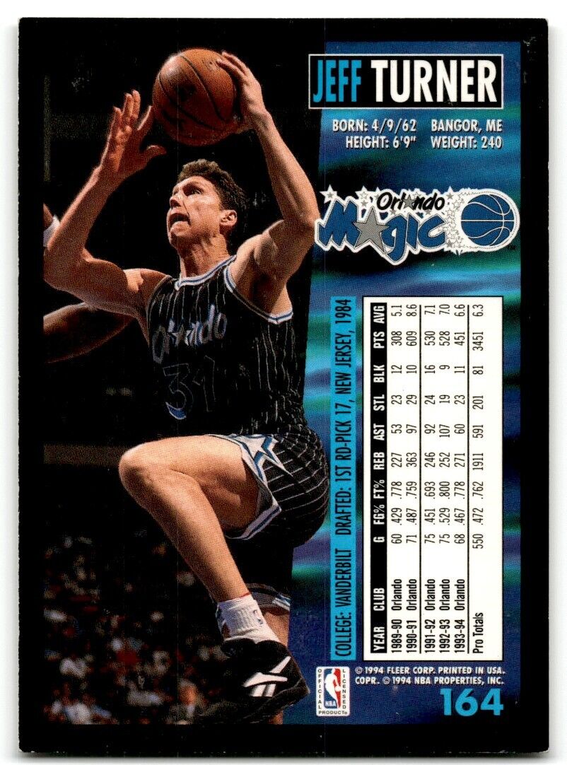 1994-95 Fleer Jeff Turner Orlando Magic #164