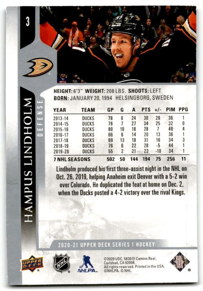 2020-21 Upper Deck Hampus Lindholm Anaheim Ducks #3