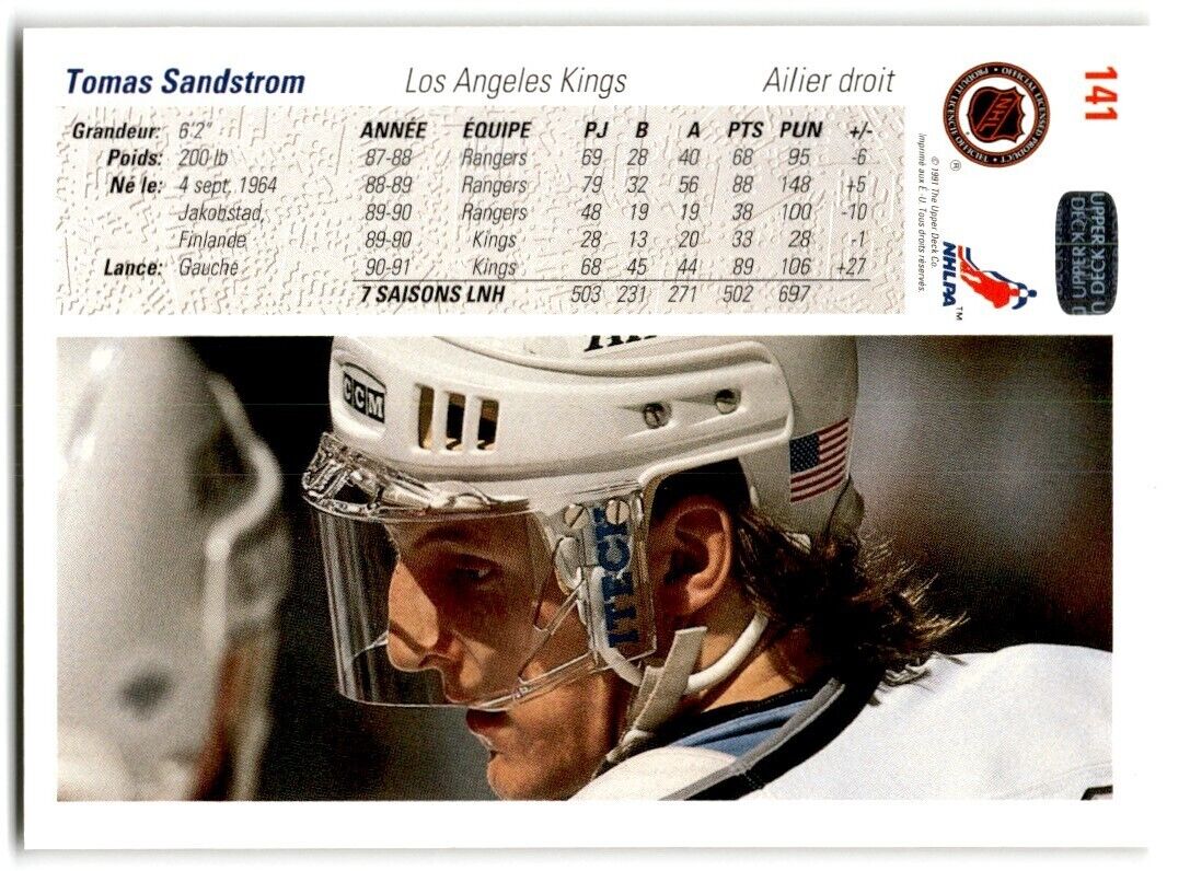 1991-92 Upper Deck Tomas Sandstrom Los Angeles Kings #141