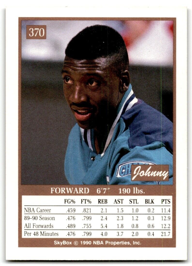 1990-91 SkyBox Johnny Newman Charlotte Hornets #370