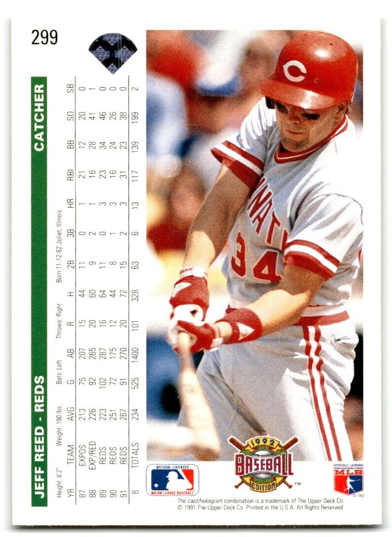 1992 Upper Deck Jeff Reed Cincinnati Reds #299