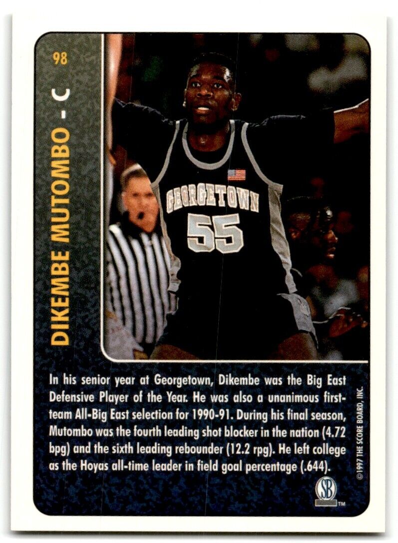 1997-98 Score Board Rookies Dikembe Mutombo Georgetown Hoyas #98