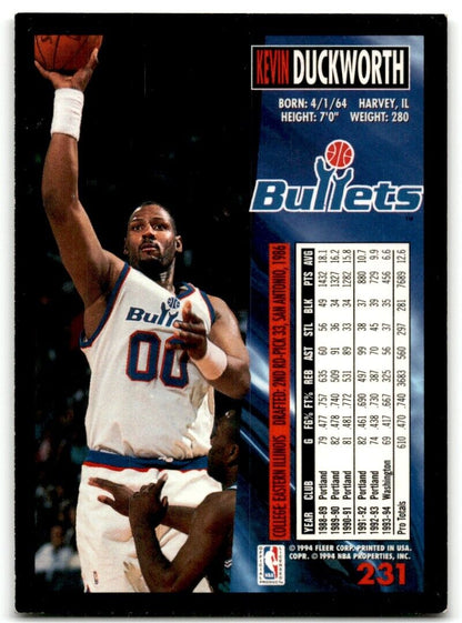 1994-95 Fleer Kevin Duckworth Washington Bullets #231