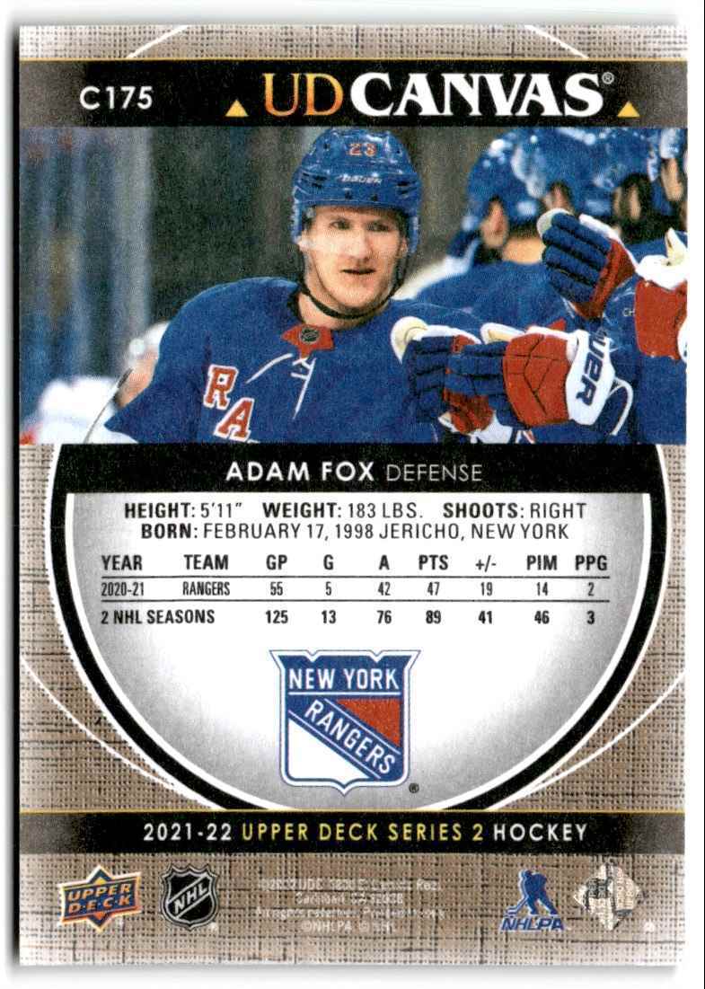 2021-22 Upper Deck UD Canvas Adam Fox New York Rangers #C175