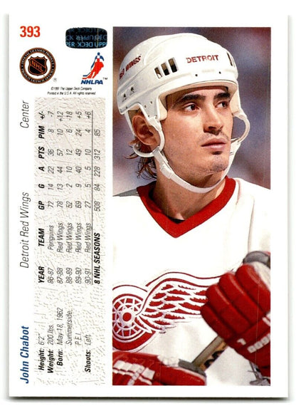 1991-92 Upper Deck John Chabot Detroit Red Wings #393