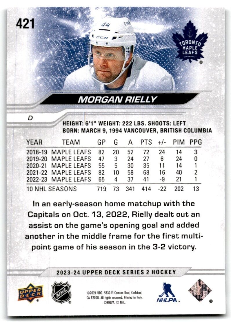 2023-24 Upper Deck Morgan Rielly Toronto Maple Leafs #421