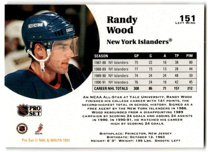 1991-92 Pro Set Randy Wood New York Islanders #151