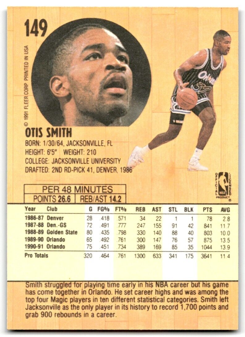 1991-92 Fleer Otis Smith Orlando Magic #149