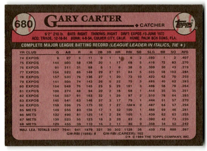 1989 Topps Gary Carter New York Mets #680