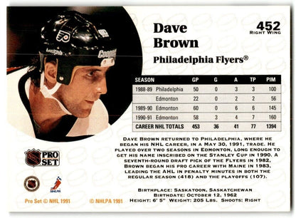 1991-92 Pro Set Dave Brown Philadelphia Flyers #452