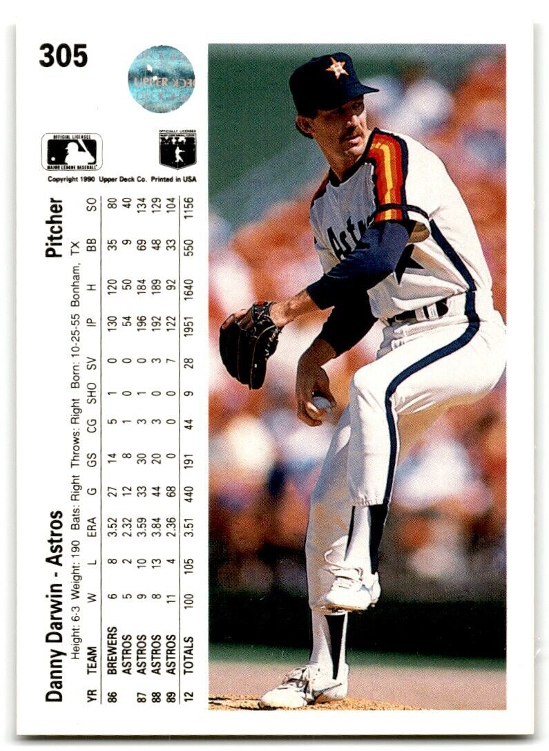 1990 Upper Deck Danny Darwin Houston Astros #305