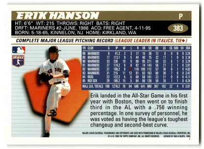 1996 Topps Erik Hanson Boston Red Sox #383