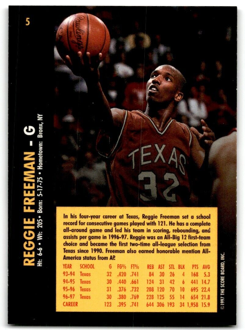 1997-98 Score Board Rookies Reggie Freeman Texas Longhorns #5