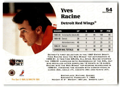 1991-92 Pro Set Yves Racine Detroit Red Wings #54