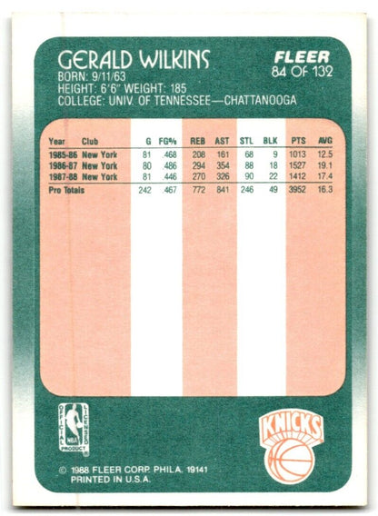 1988-89 Fleer Gerald Wilkins New York Knicks #84