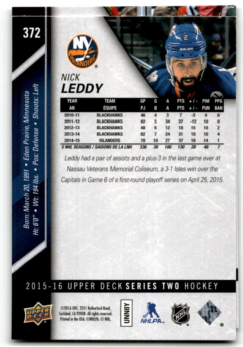 2015-16 Upper Deck Nick Leddy New York Islanders #372