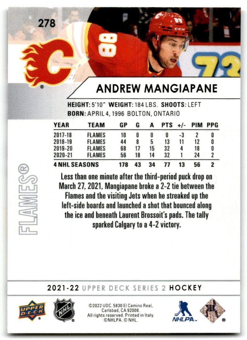 2021-22 Upper Deck Andrew Mangiapane Calgary Flames #278