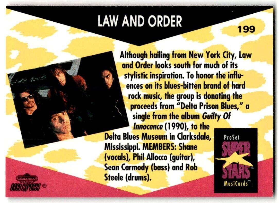 1991-92 ProSet Super Stars MusiCard Law and Order #199