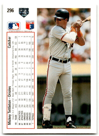 1991 Upper Deck Mickey Tettleton Baltimore Orioles #296