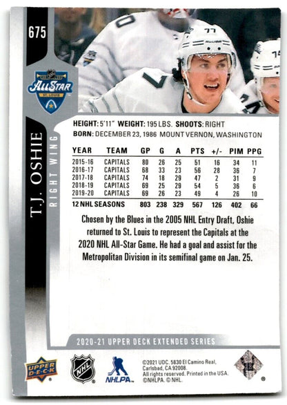 2020-21 Upper Deck T.J. Oshie Washington Capitals #675