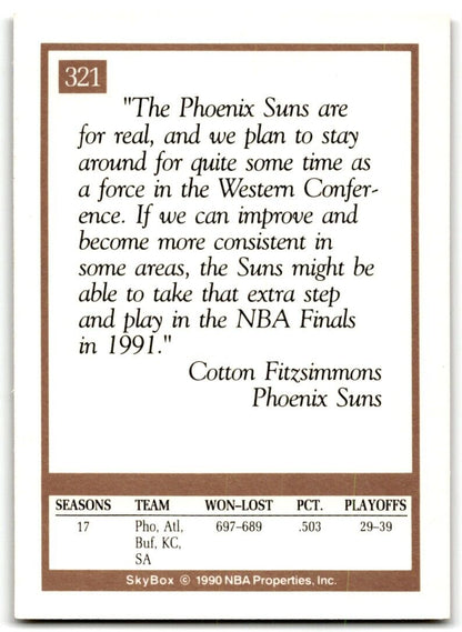 1990-91 SkyBox Cotton Fitzsimmons Phoenix Suns #321