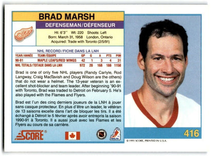 1991-92 Score Canadian Brad Marsh Detroit Red Wings #416