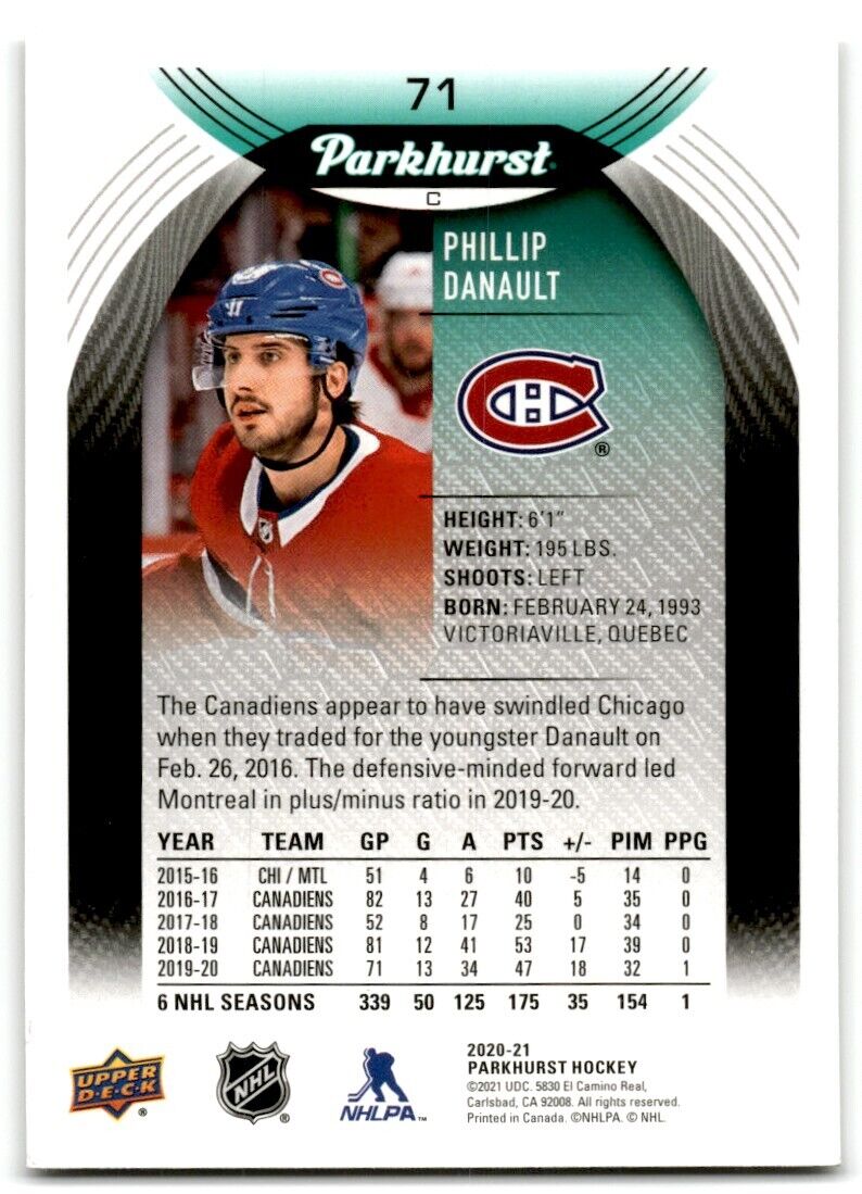 2020-21 Parkhurst Phillip Danault Montreal Canadiens #71