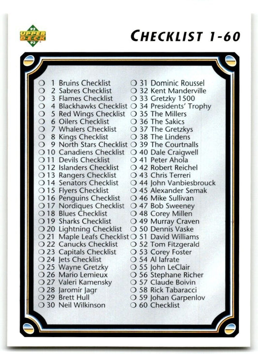 1992-93 Upper Deck Checklist 1-110 #60